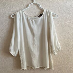 Chic White Blouse with Lace Trim